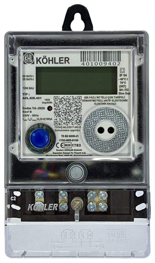 KÖHLER KM401 monofaze elektrik sayacı